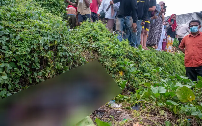 Sejumlah warga mendatnagi lokasi untuk menyaksikan langsung sosok mayat yang ditemukan di pinggir pamtai Tipo, Rabu (19/3/2025) sore. (Foto: bmzIMAGES/bmz)