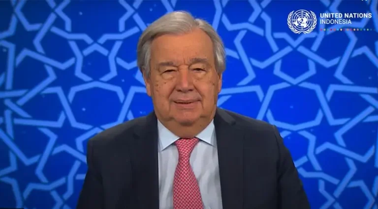 Sekjen PBB, Antonio Guterres menyampaikan sambutannya atas kedatangan Ramadhan , Jumat (28/2/2025). (Foto: PBB)