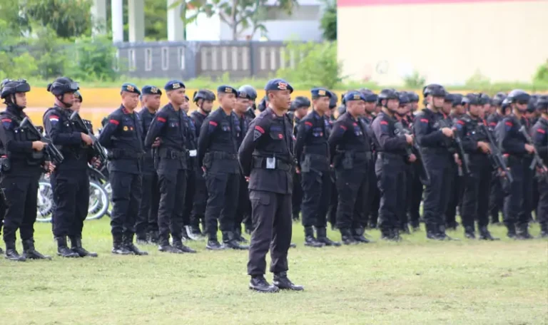 Apel pasukan Brimob untuk PSU Parigi Moutong di Mako Brimob Pelopor Biromaru, Sigi, Rabu (9/4/2025). (Foto: Humas Polda Sulteng)