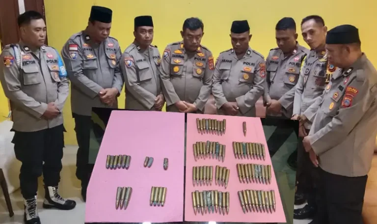 Amunisi yang dserahkan oleh warga secara sukarela di Mapolsek Parigi, Senin ()28/4/2025). (Foto: Humas Satgas Madago Raya)
