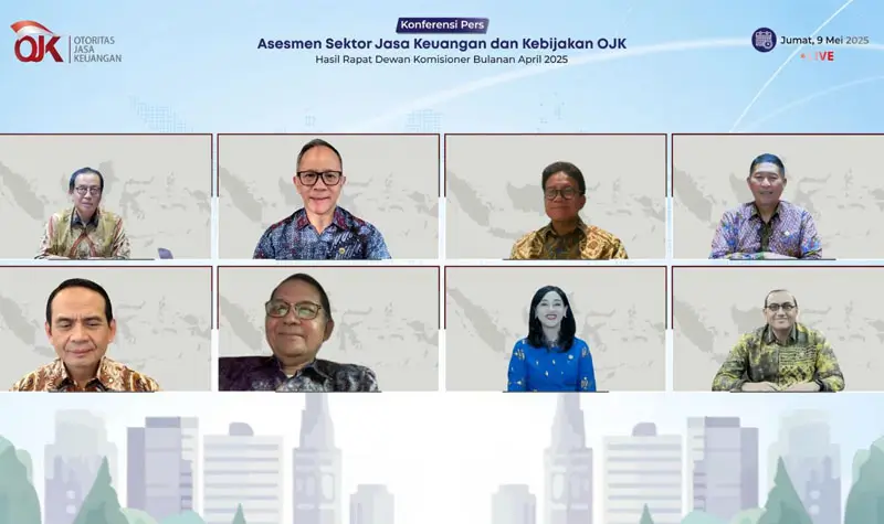 Konferensi Pers secara daring tentang Asesmen SJK dan Kebijakan OJK hasil RDKB April 2025 di Jakarta, Juamt (9/5/2025). (Foto: OJK)