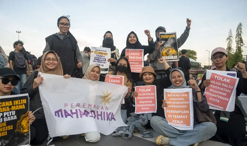 Aliansi Perjuangan Rakyat Sulteng pada aksi damai Hari Buruh Internasional di Lapangan Vatulemo, Palu, Kamis (1/5/2025). (Foto: bmzIMAGES/Basri Marzuki)