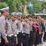 Apel pengamanan gereja dan libuir panjang di mapolresta Palu, Kamis (29/5/2025). (Foto: Huams Polresta Palu)