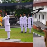 Waali Palu, Imelda Muhidin membacakan sambutan tertulis Kepala BPIP RImpada upacara peringatan Hari Lahri Pancasila di Halaman Kantor Wali Kota Palu, Senin (2/6/2025). (Foto: Prokopim Setda Kota Palu/Iwan)